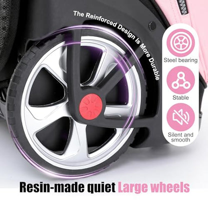 NEW TILAMI Rolling Backpack 19 inch with Lunch Bag Teens Cute Wheeled Computer Laptop Backpack Bookbag Roller Travel Bag College, Flower Pink - color: Flower Pink