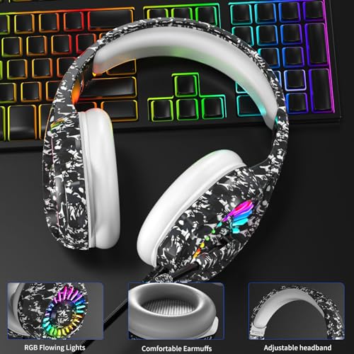 ZIUMIER Camo Gaming Headset for PS4, PS5, Xbox One, PC, Laptop, Mac, Switch, 3.5MM Wired Gaming Headphones with Microphone, Bass Surround, LED Light, Camouflage - color: Camouflage