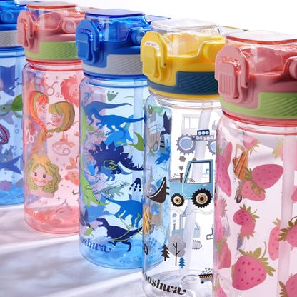 Kids Water Bottle for School, 20 Oz Plastic Water Bottle with Silicone Spout and Pop-Up Cover, BPA Free & Dishwasher Safe (Marine Animals) - color: Marine Animals, size: 20 Ounces