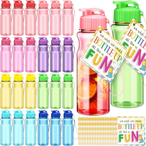 24 Pack Water Bottles for Kids School Bulk 18 oz Leakproof Reusable Sports Water Bottles Decorations End of The Year Gifts for Students from Teacher for Kids Graduation Classroom Prizes