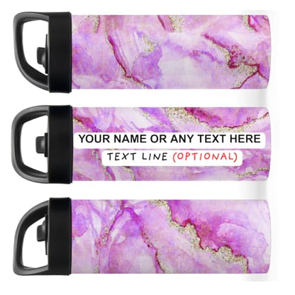 Custom Leakproof Water Bottle 20oz| Gym Tumblers| Running Cup| Adult Tumbler| Marble Sport Bottle (Pink) - color: Pink