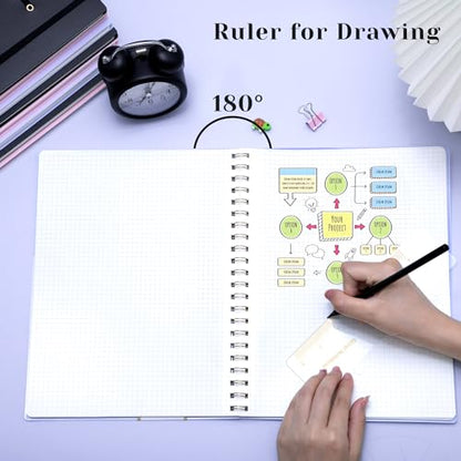 Yoment Graph Paper Notebook Spiral Notebook 8.5 x 11 A4 Large Grid Paper Notebooks, 100 GSM Thick Graph Paper, Plastic Cover Graphing Notebook for Work School Engineering, A4 Purple - color: Purple, style: E - Graph - A4