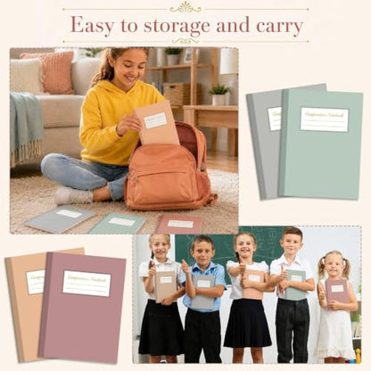 12 Pack Large Composition Notebooks Bulk 9.8 × 7.5 in Wide Ruled Hard Cover Composition Book Assorted Marble Journal College Ruled Paper for Adult Student College Office Back to School Supply(Morandi) - size: 12 Pack, style: Morandi