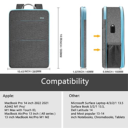 ZINZ Slim & Expandable Laptop Backpack Water Resistant Backpack Travel Backpack Compatible with MacBook Air/Pro/Neo 13-14 inch, XPS 13/14, Surface 13.5" and Most 13-14 Notebooks，G01BL01 - color: G01bl01, size: 13"-14"