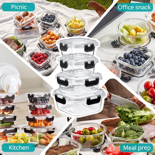 Sorbus Glass Meal Prep Containers, Dishwasher and Oven Safe Reusable Meal Prep Containers, Freezer Safe Glass Food Storage Containers with Airtight Lids - size: 12 Pack Set