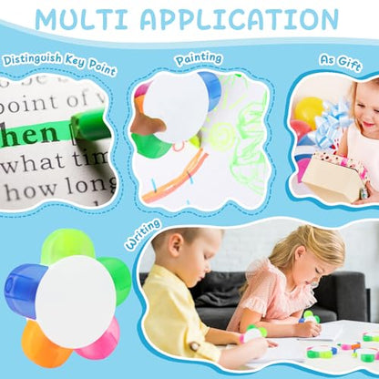 SAYAYA 10 PCS Petals Highlighters Bulk, 5-in-1 Multi-Color Flower Shape Fluorescent Highlighter Pens for Students & Teachers, Classroom & Office, School Stationery Aesthetic Supplies