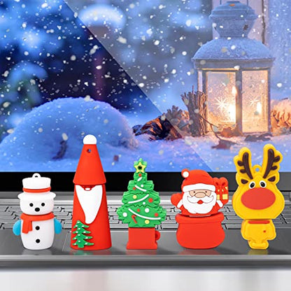 5 Pack USB Flash Drive Christmas Style 16GB New Year Gifts for Family and Friends, BorlterClamp USB 2.0 Drive Memory Stick of Santa Claus Christmas Tree Snowman Patterns Cute Pen Drive - color: Christmas Style 16GB*5
