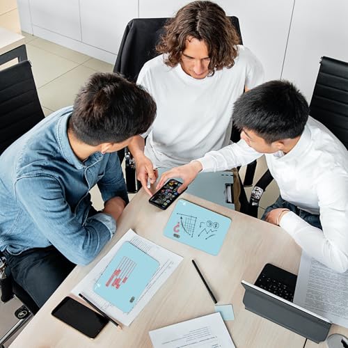 Small Glass Desk Whiteboard Dry-Erase Board with Clock, Small Travel Clock Keychain with Desk Notepad, Time Table Whiteboard for Desk Digital LED Light Display, 8x6 in with Accessories, Aqua Blue - color: Teal Blue With Clock