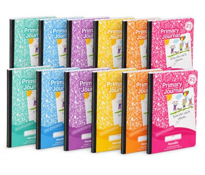 Primary Composition Notebook K-2, Primary Journal Grades K 2, Preschool, 1st Grade, Kindergarten Notebooks, Primary Ruled - 9.75″ x 7.50″ - Sturdy Covers - 100 Sheets - Assorted Colors - (12 Pack) - style: 12 Pack