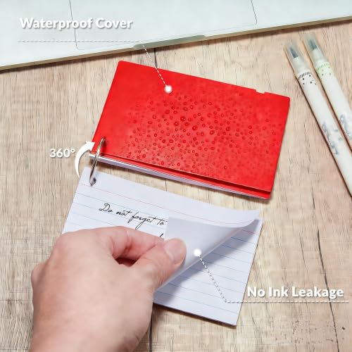 NEEWAY Ruled Index Cards with Ring 3x5 Inches, 200 Count Note Cards Lined, Flash Cards with Rings for Studying, Home and Office (Red) - color: Red