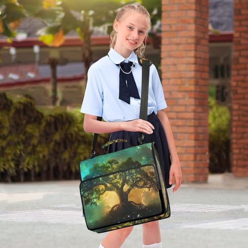 Life Tree Galaxy Zipper Binder Bag 3 Ring Binder with Shoulder Strap Zip Up 500 Sheets Capacity Multi Pockets for School Office Supplies