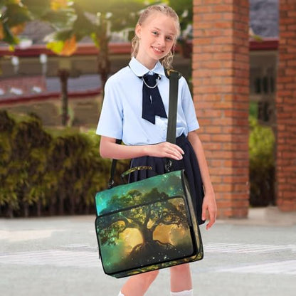 Life Tree Galaxy Zipper Binder Bag 3 Ring Binder with Shoulder Strap Zip Up 500 Sheets Capacity Multi Pockets for School Office Supplies