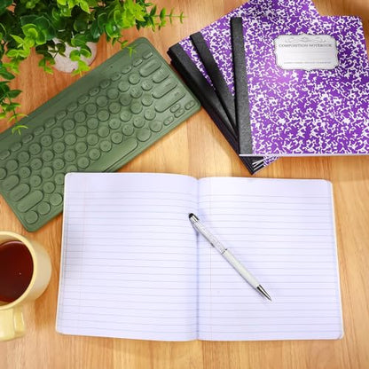 Seajan 20 Pack Composition Notebooks, Wide Ruled Paper, 7-1/2" x 9-3/4" Marble Hard Covers, 60 Sheets, Composition Notebooks Bulk for Students Back to School Adults Office Supplies(Purple) - color: Purple