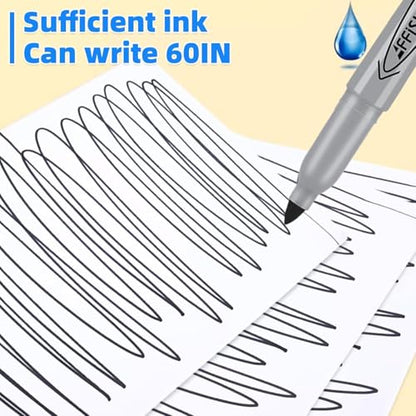Permanent markers, 40 packs permanent markers bulk, quick drying in one second, smooth, not easy to erase, durable, can be marked on glass, tiles and cloth, office supplies,Gray shell - color: black Fine 40