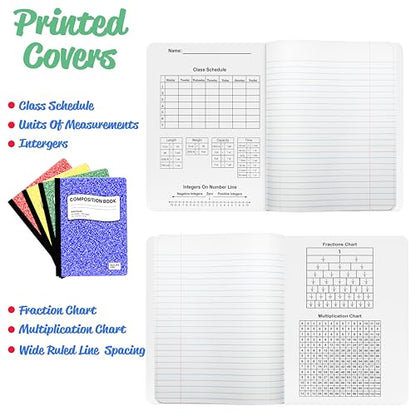 Composition Notebook Wide Ruled Composition Notebooks Bulk Marble Hard Cover Wide Ruled Notebook Paper Note Books For Schools Marble Composition Books 100 Sheets 200 Pages 9.75” x 7.25” (48 Pack) - style: 48 Pack