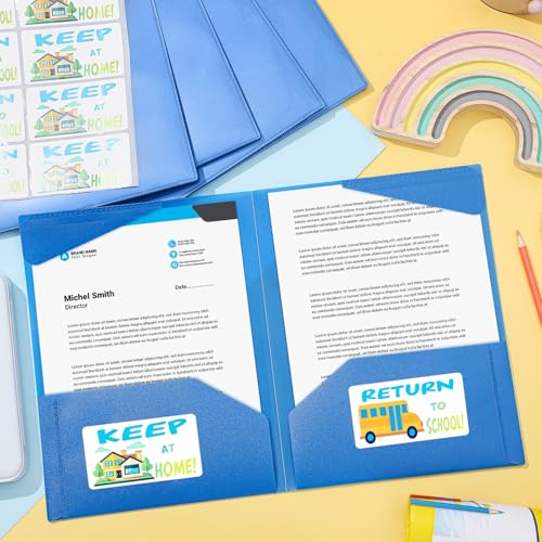 Henoyso 24 Pack Take Home Folders with 2 Pockets and Tabs, Plastic Classroom Communication Homework Folder School-to-Home with Clear Front Pocket for Students Parent Teacher Connector (Blue) - color: Blue