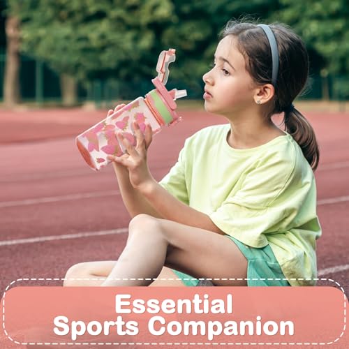Kids Water Bottle for School, 20 Oz Plastic Straw Water Bottle with Silicone Spout and Leakproof Cover, Dishwasher Safe (Strawberry) - color: Strawberry, size: 20 Ounces