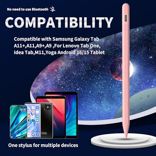 Stylus Pen Android for Samsung Galaxy Tab A11+/A11/A9/A9Plus/A8/A8plus/A7/A7lite Push-Button Switch, Accurate Writing, +2Nibs&Long Battery Life(NW Pink) - color: NW Pink