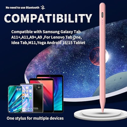 Stylus Pen Android for Samsung Galaxy Tab A11+/A11/A9/A9Plus/A8/A8plus/A7/A7lite Push-Button Switch, Accurate Writing, +2Nibs&Long Battery Life(NW Pink) - color: NW Pink