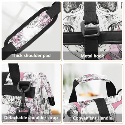 MNSRUU Insulated Lunch Bags Women Men, Halloween Skull Flowers and Pink Cherries Portable Reusable Thermal Meal Tote Cooler Bag Organizer, Adjustable Shoulder Strap, Handle - color: Skulls 084