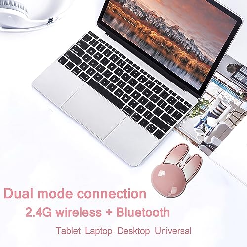 Wireless Mouse, Cute Bunny Bluetooth Dual-modes, Pink, Unisex - color: Pink