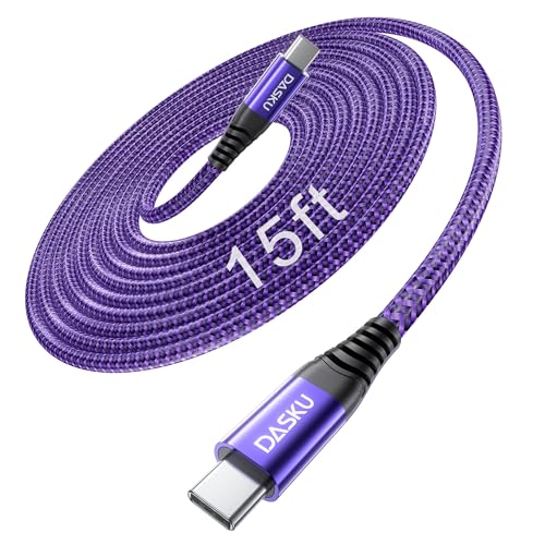 USB C to USB C Cable 100W Fast Charging [1Pack 15FT], Extra Long USB Type-C | Cable for CarPlay, iPhone USB C to C Charger Cord for iPhone 17/16/15 Pro Max, Samsung Galaxy S26/S25/S24 and More-Purple - color: Purple, size: 15FT 1Pack, style: 100W USB C to