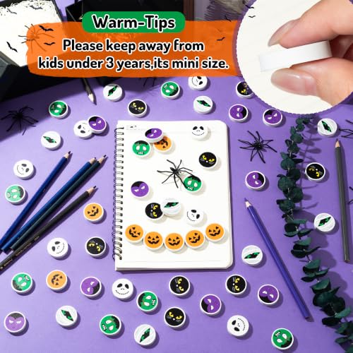 Halloween Character Mini Erasers for Kids Students Bulk Party Favors | 60P Pumpkin Black Cat Fun Pencil Erasers School Classroom Home Rewards Game Prizes Goodies Bag Filler Birthday Party Supplies - style: Halloween Character