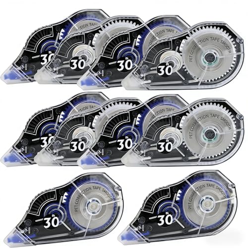 White Correction Tape, Clean and Easy to Use Tear-Resistant Tape Office or School Supplies, Smooth Glide, No Residue, Quick Dry(10 Pack) - color: 100Ft-10Pack White Tape