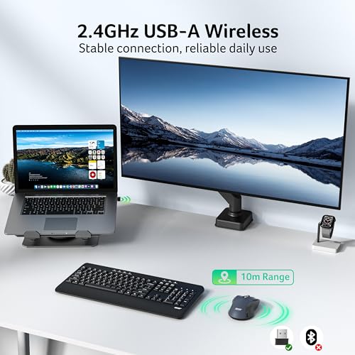 Acer Wireless Mouse for Laptop, 2.4GHz Computer Mouse 5 Adjustable 4000 DPI | Office Cordless USB Mice with USBA Receiver, 6 Buttons, Medium to Large Sized Hands Compatible with PC, Laptop, Desktop