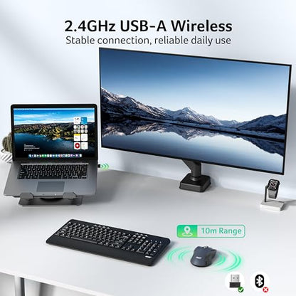 Acer Wireless Mouse for Laptop, 2.4GHz Computer Mouse 5 Adjustable 4000 DPI | Office Cordless USB Mice with USBA Receiver, 6 Buttons, Medium to Large Sized Hands Compatible with PC, Laptop, Desktop