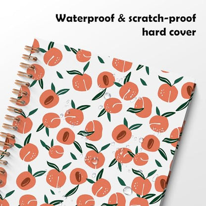 Peach Fruit Spiral Notebook, Peach Gifts Journal, Fruit Lover Gifts, Cute Peaches Fruits Botanical Hardcover Notebook Journal, 5.5x8.3 Inch - color: Peach
