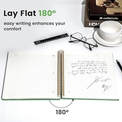 FLYING EAGLE Spiral Notebook 8.5 X 11, 1 Subject, 200 Pages College Ruled Notebook, 3-Hole Punched Paper, Hardcover Spiral Bound Notebooks for Work, School, Lined Note Taking, Green - color: 8.green