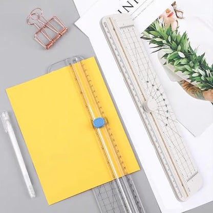 2PCS Paper Cutter Slider, 12 Inch Portable Paper Trimmer, Straight Cutting Guillotine, Cardboard Cutter for Paper Photo Vinyl Label Coupon Craft Paper(White) - color: White