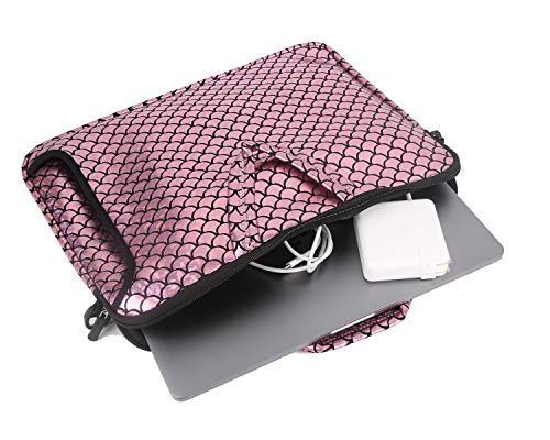 15.6-Inch Laptop Shoulder Carrying Bag Case Sleeve For 14" 15" 15.6 inch Macbook/Notebook/Ultrabook/Chromebook, Mermaid Scale - color: Pink