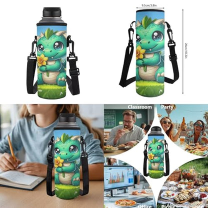 Cute Dinosaur Backpack with Lunch Box, Pencil Pouch, Water Bottle Sleeve - 4 Pcs Kids School Book Bag Set for Elementary Boys Girls - color: Cute Dinosaur