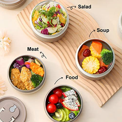 Portable Insulated Lunch Containers, Stainless Steel Bento Box Adult Lunch Box with Insulated Lunch Bag, 4 Separate Stackable Lunch Container for Adult, White… - color: 4 Tier (2L+2S)-Beige