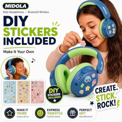 MIDOLA Kids Wireless Headphones Active Noise Cancelling Lightweight Bluetooth Headphone for Kid,Volume Limited 85/94dB Foldable Over-Ear Headset with Mic,68 Hours Playtime,for Toddler Child Green - color: Green