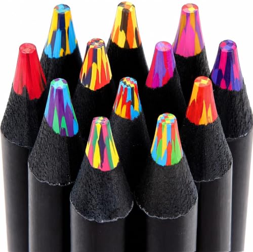Hapikalor Art Supplies 12 Rainbow Colored Pencils, Teen Girl Boys Gifts Trendy Stuff, Stocking Stuffers for Kids, Birthday Party Favors Arts and Crafts 5-12 Year Old