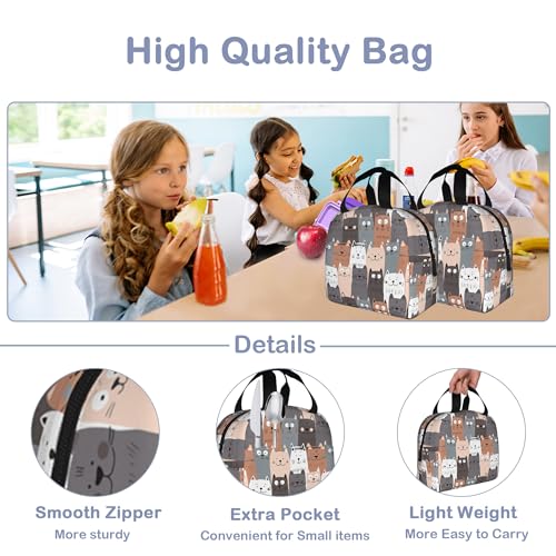 Cute Cat Kitten Insulated Lunch Bag Reusable Lunch Box Women Men,Cooler Thermal Meal Tote for Kids School Student Picnic Office Work - color: Cute Cat Kitten