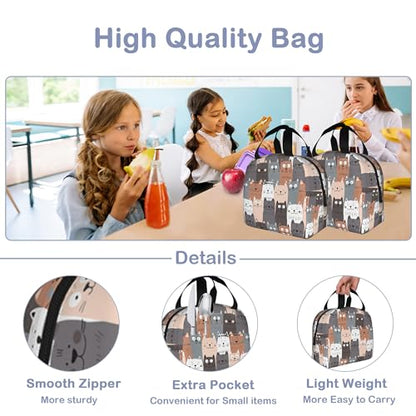 Cute Cat Kitten Insulated Lunch Bag Reusable Lunch Box Women Men,Cooler Thermal Meal Tote for Kids School Student Picnic Office Work - color: Cute Cat Kitten