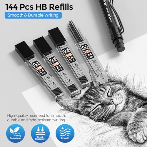 Nicpro HD1000 0.5 mm Art Mechanical Pencil Set in Case, 3 PCS Weatherproof Mechanical Pencils with 6 Tube HB Refills, Eraser, Weatherproof Barrel for Outdoor Writing Marking Drafting Drawing Sketching - style: 0.5mm(3 Pcs)