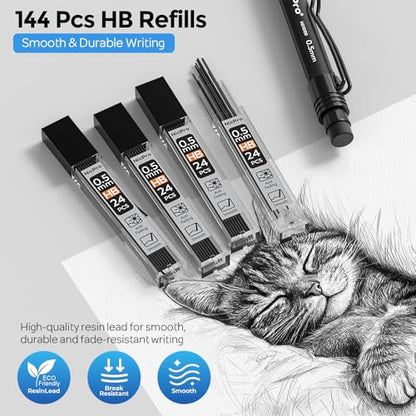 Nicpro HD1000 0.5 mm Art Mechanical Pencil Set in Case, 3 PCS Weatherproof Mechanical Pencils with 6 Tube HB Refills, Eraser, Weatherproof Barrel for Outdoor Writing Marking Drafting Drawing Sketching - style: 0.5mm(3 Pcs)