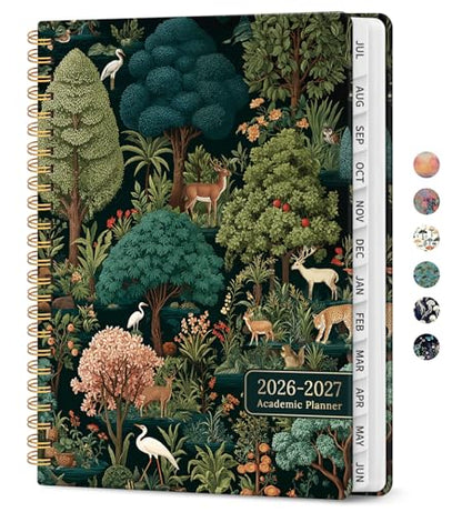 Planner 2026-2027, Academic Year Weekly and Monthly Calender Planner, from Jul 2026 - Jun 2027, Spiral Bound School Planning Book, Perfect for Teacher, Student, Women & Men, A5 (6.3" x 8.5"), Enchanted Grove - color: D-Enchanted Grove, size: (6.3"x8.5")a5