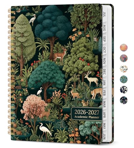 Planner 2026-2027, Academic Year Weekly and Monthly Calender Planner, from Jul 2026 - Jun 2027, Spiral Bound School Planning Book, Perfect for Teacher, Student, Women & Men, A4 (8.5" x 11"), Enchanted Grove - color: D-Enchanted Grove, size: (8.5"x11")a4