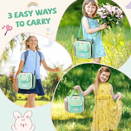 REDSHELL Lunch Box Kids, Large Insulated Lunch Bag Lunchbox for Girl, Green | Tactical Style, Cooler Lunchbag, Square Toddler Lunchbox, School & Daycare, Lunch Tote, Water Bottle Holder, Adjustable Strap - color: Green
