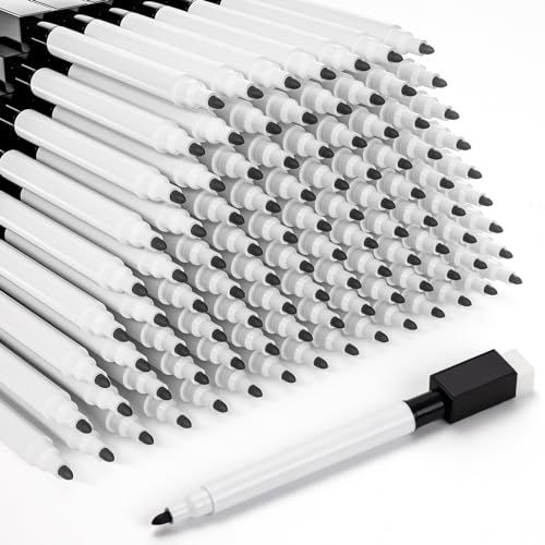100 Pcs Black Magnetic Dry Erase Markers with Eraser Cap, White Board Mini Dry erase Markers Bulk, Fine Point Tip White Board Markers for Teachers Office School Supplies - size: 1 Count (Pack of 100)