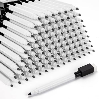 100 Pcs Black Magnetic Dry Erase Markers with Eraser Cap, White Board Mini Dry erase Markers Bulk, Fine Point Tip White Board Markers for Teachers Office School Supplies - size: 1 Count (Pack of 100)