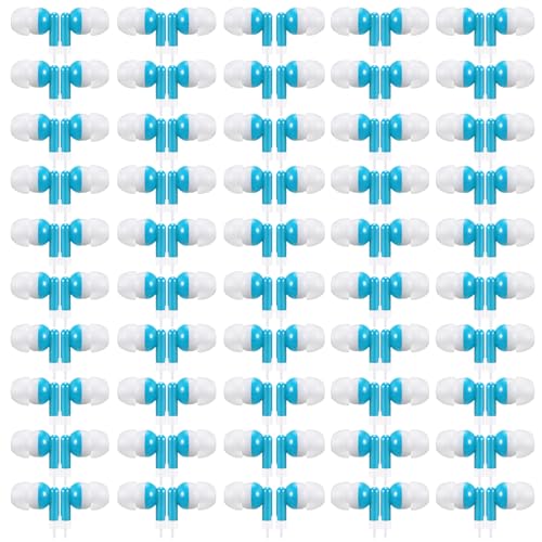 50 Pack Earbud Bulk Headphone for Classroom Earphone Earbud with Wire Individually Bagged Wired in Ear Buds(Sky Blue) - color: Sky Blue