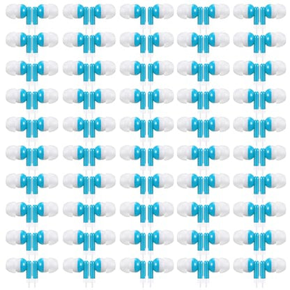 50 Pack Earbud Bulk Headphone for Classroom Earphone Earbud with Wire Individually Bagged Wired in Ear Buds(Sky Blue) - color: Sky Blue