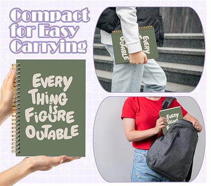 Welshower Everything Is Figureoutable Inspirational Spiral Notebook Journal, Sage Green Positive Affirmation Journal for Women, Motivational Quote Notebook, 5.5x8.3 Inch - color: Inspirational Notebook 08